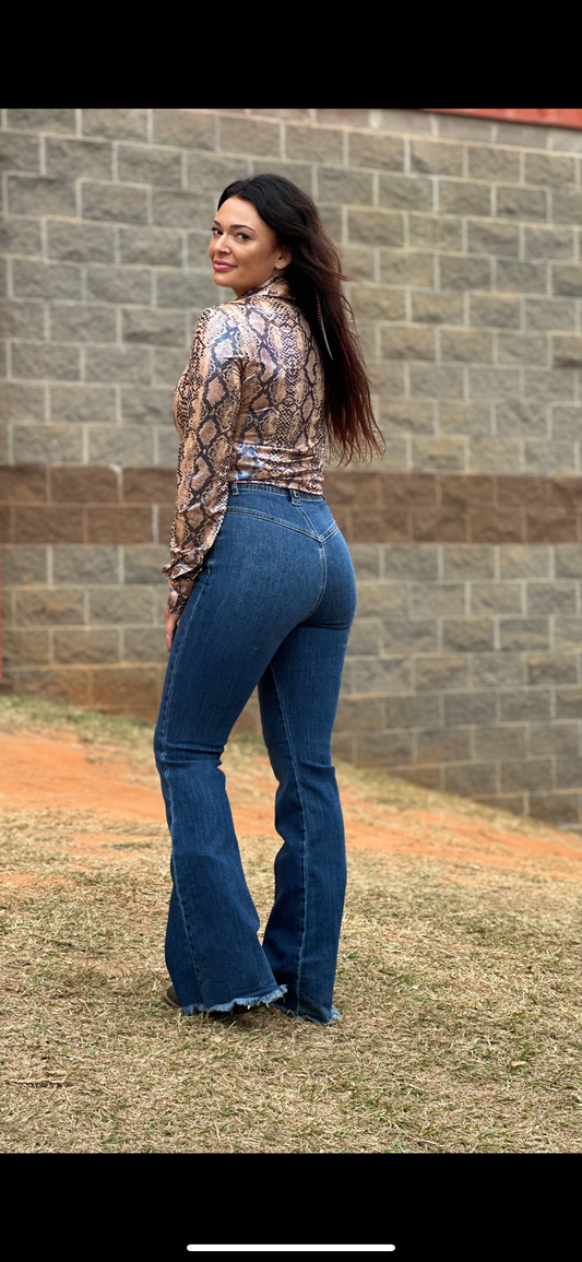 The Twisted Filly Collection, Ida Ultra High Rise Bareback Flare Jeans