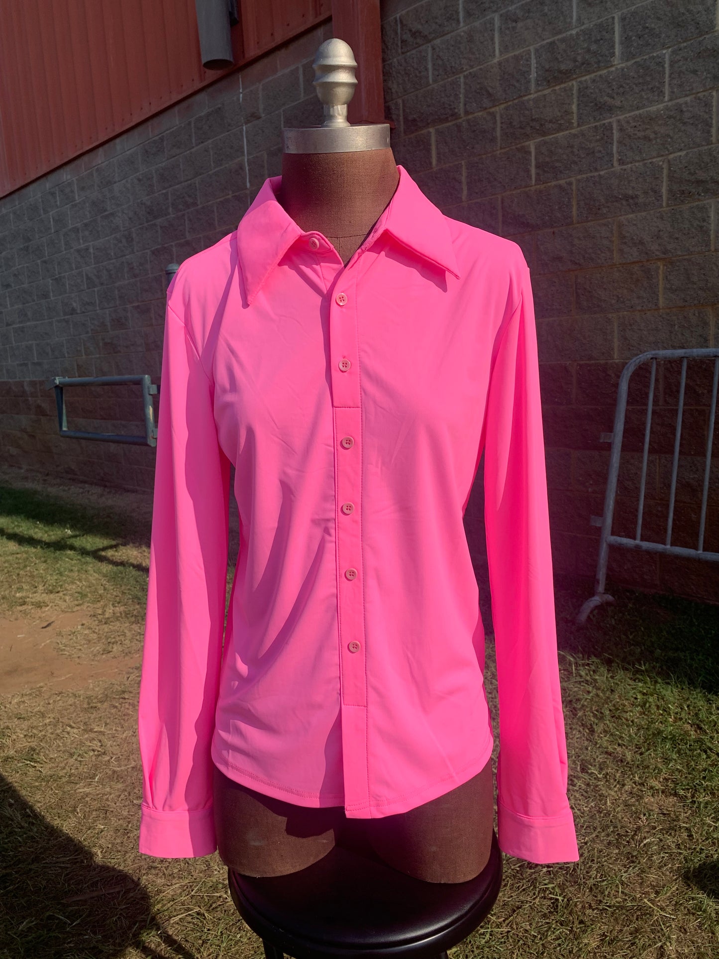 Twisted Equine “Barbiegum” UV Cooling Material Pullover Button Up Long Sleeve Shirt