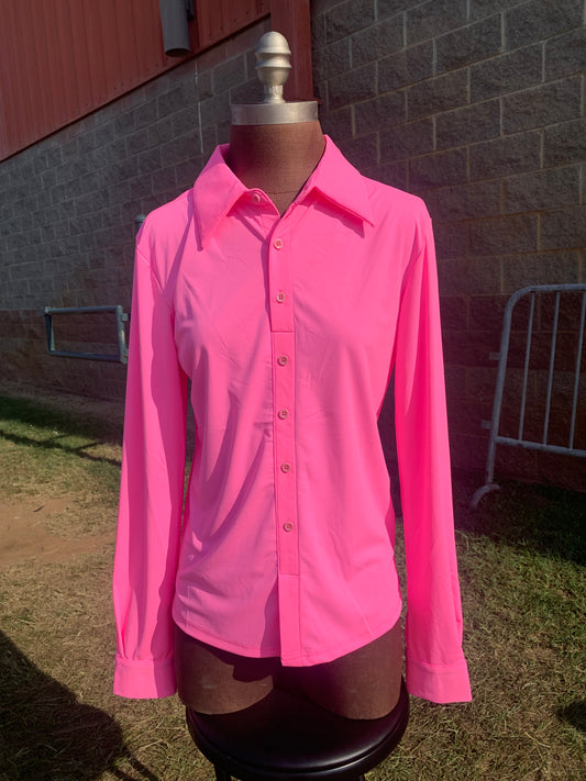 Twisted Equine “Barbiegum” UV Cooling Material Pullover Button Up Long Sleeve Shirt